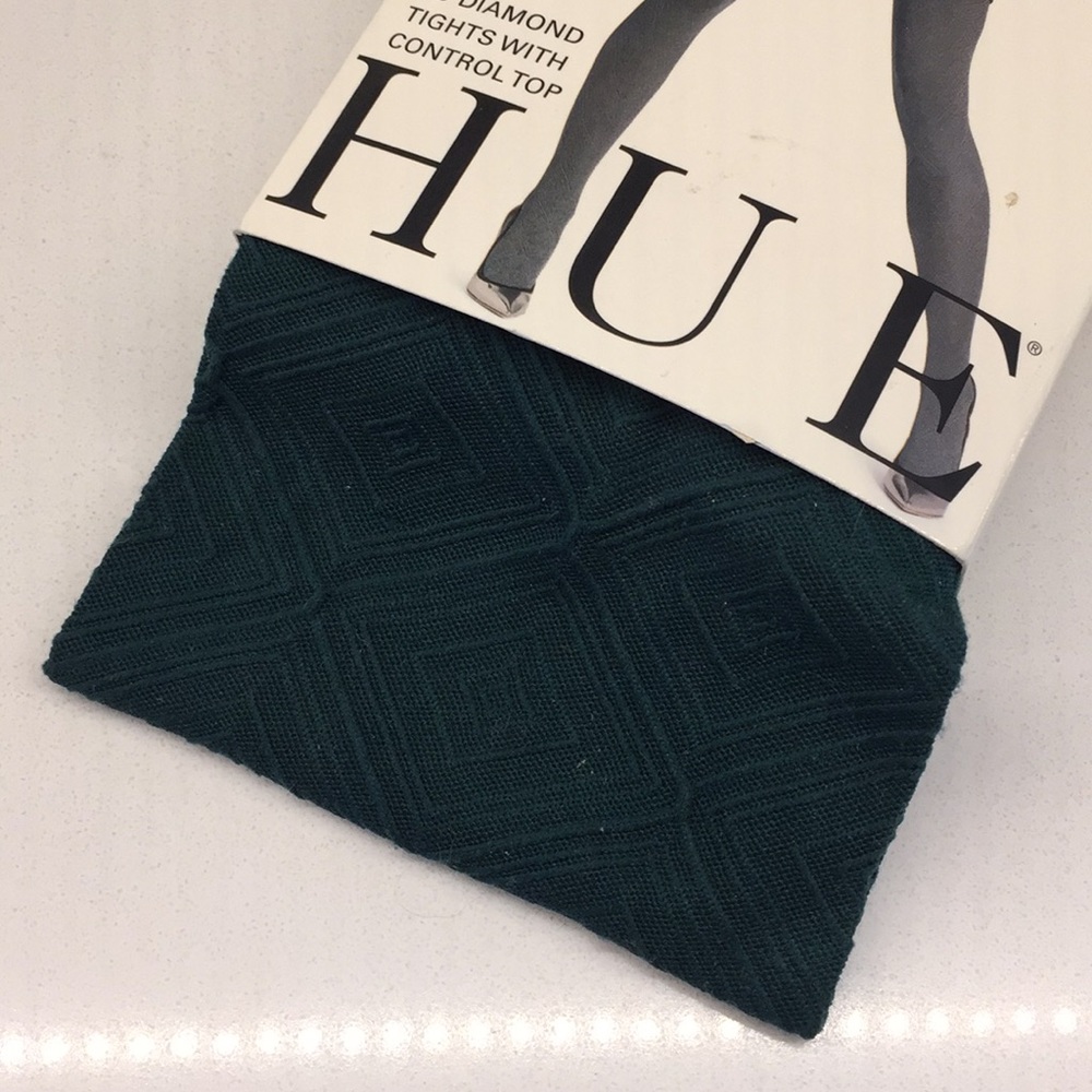 Hue 3D dark green diamond tights control top